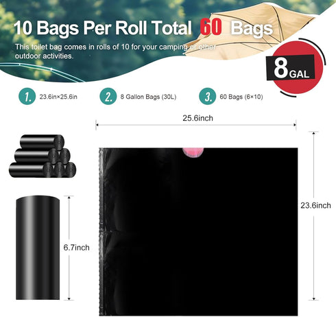 Ann Katy Portable Toilet BagsDrawstring Camping Toilet Bags Toilet Trash Bags Leak-Proof, Waste Bags for Camping