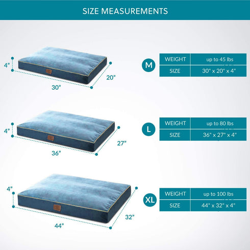 Bedsure Waterproof Dog Beds for Medium Dogs, 4 inch Thick Bed with Removable Washable Cover, Pet Bed Mat Pillows, Navy