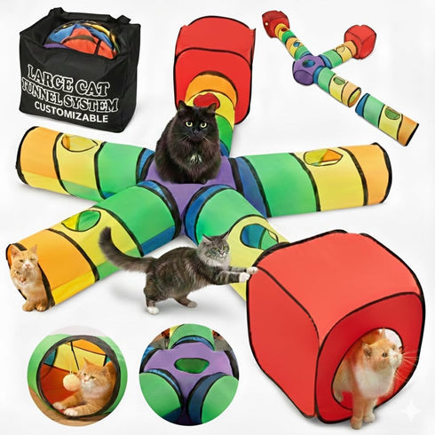 Genius Cat Tunnels for Indoor Cats - Large Customizable 5-Way Tunnel Tube