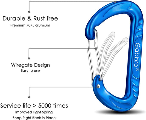 Heavy Duty Carabiner Clip - 4 PCS 3" Large Lightweight Aluminum Caribeaners with Keychain Hook Ring