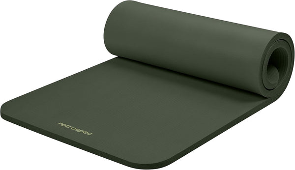 Retrospec Solana Yoga Mat, 1" Thick Non Slip Exercise Mat with Nylon Strap for Home Yoga, Pilates, Fitness