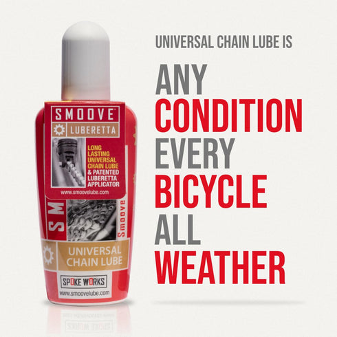 SMOOVE 125ml Universal Bike Chain Lube. Long-Lasting Wax-Based Lubricant with Precision Luberetta Applicator for Road