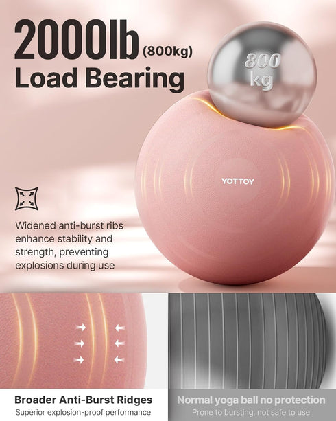 YOTTOY Anti-Burst Exercise Ball for Working Out, Yoga & Pregnancy, Extra Thick Workout Ball for Physical Therapy