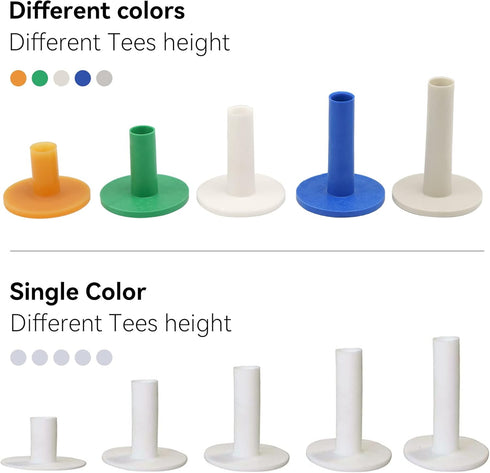 Golf Rubber Tees for Practice Training, Driving, Putting, Chipping Range Mixed Size, Excellent for Indoor Outdoor Use