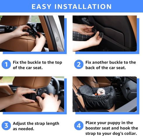 25 lbs, Oiilores Dog Car Seat for Small Dogs, Washable Pet Booster Seats with Clip-On Safety Leash, Comfy Deluxe Plush