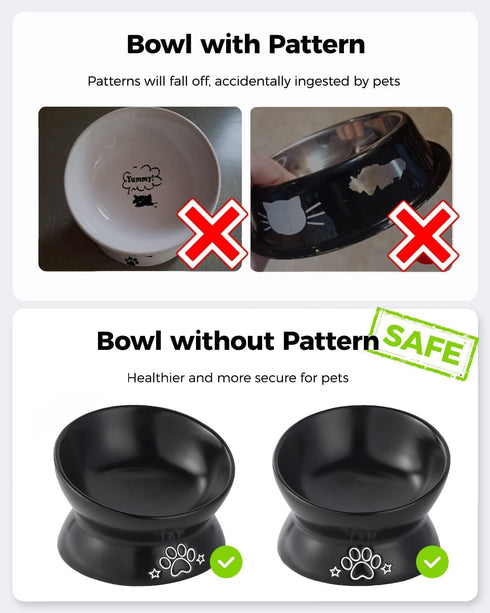 Elevated Cat Food Bowl, 5 Oz Ceramic Raised and Tilted Water Bowl, Anti Vomiting and Protect Pets' Spines Dishes for