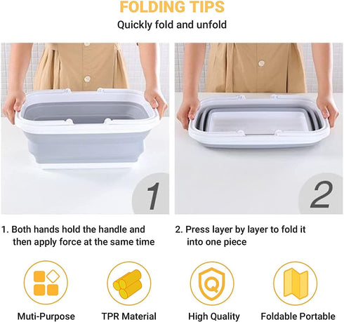 yETO Collapsible Sink 2 Pack, Outdoor Camping Picnic Basket, Lightweight Portable Dish Washing Basin