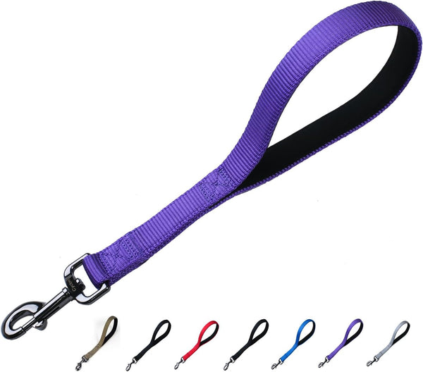 Advanced 12 Inches Nylon Short Dog Leash, Heavy Duty Clasp, Comfortable Soft Padded Handle for Dogs