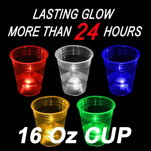 Glow in The Dark Beer Pong Set - Party Games with 22 Light Up Cups (5 Colors) and 6 Glow Balls