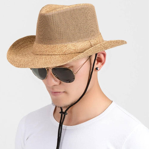 Unisex Fishing Hats Wide Brim Straw Panama Hat Fedora Beach Sun Hat UPF50+