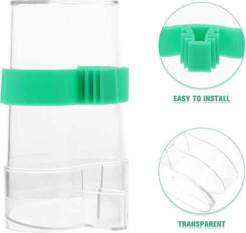 POPETPOP 2Pcs Automatic Bird Water Feeder, Transparent Plastic Water Dispenser for Parakeet Cockatiel Lovebird