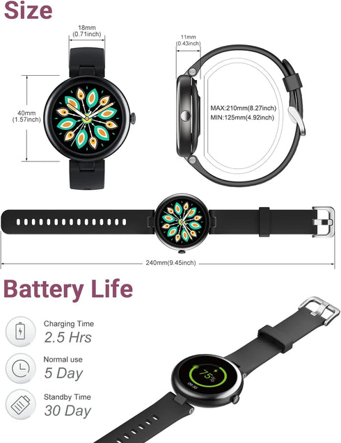 SHANG WING Smart Watch for Women Waterproof, Round Women's Watch Compatible with iPhone Android Phones Fitness Tracker