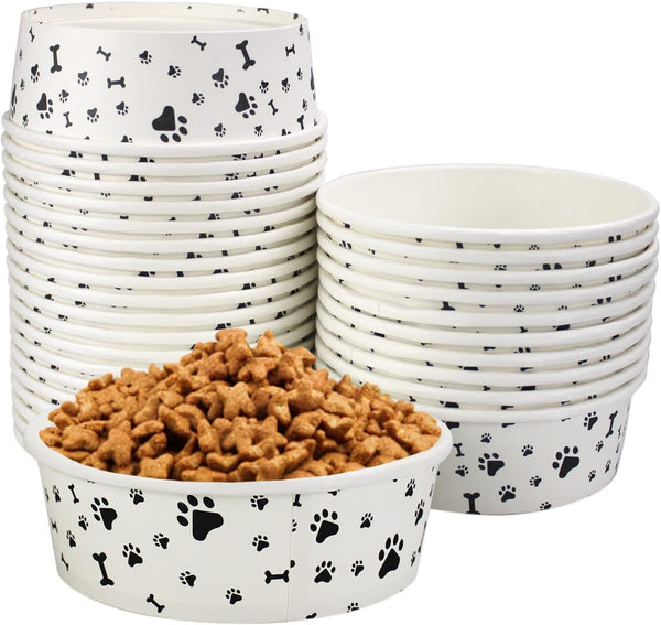 Disposable Dog Bowls - 30 Pcs 16 Ounces Paper Bowls for Pet Food and Water Serving for Small Medium Dogs and Cats