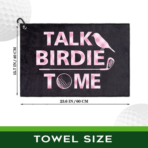 Talk Birdie to Me Funny Pink Polyester and Cotton Blend Golf Towel, Golf Accessories for Women