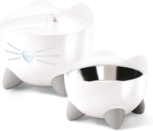 Catit PIXI Elevated Feeding Dish, Whisker Stress Free Food & Water Cat Bowl in White