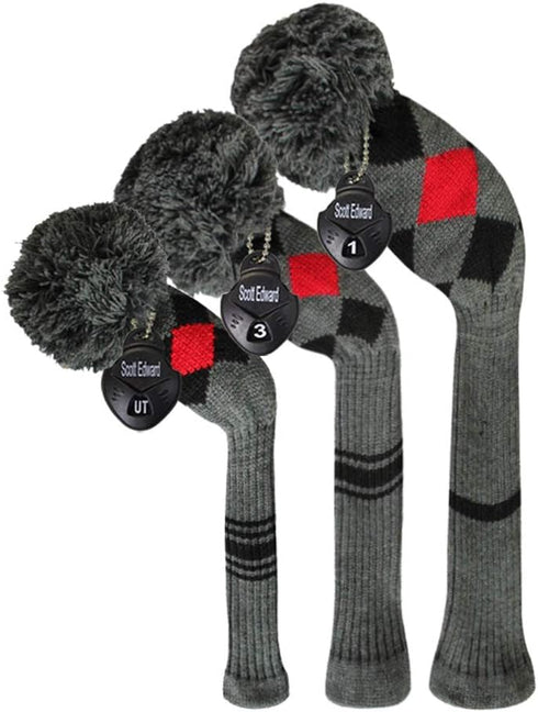 Scott Edward Golf Headcovers for Woods - Set of 3, Fits Driver, Fairway Wood, Hybrid