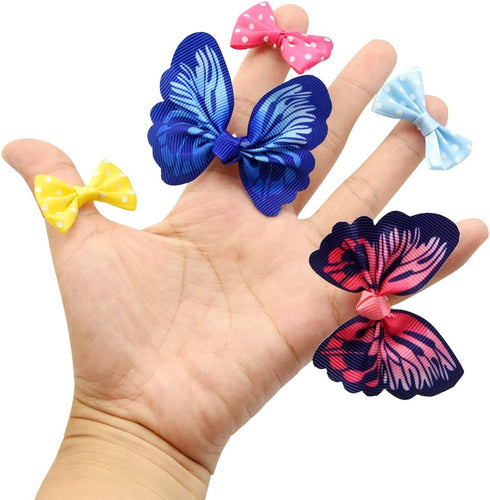 Tongcloud 80 pcs Dog Hair Bows - Butterfly Knotted Bows with Rubber Bands for Puppy Dog Cats Hair Accessories