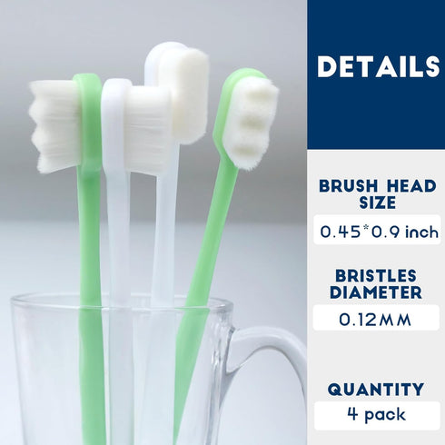 4 Pack, 2 2 Dog Toothbrush Kit Ultra Soft Dog Tooth Brush for Medium to Large Dogs & Cats, Pet Tooth Brushing Kit