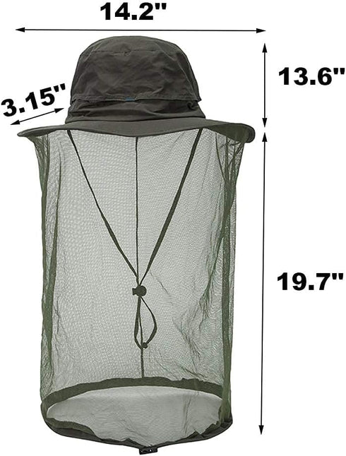 Peicees Head Net Hat - Adventure Fishing Hat for Men and Women, Safari Hat for Hunting, Camping, Hiking
