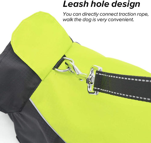 VIZPET Dog Raincoat | Waterproof Lightweight & High Visibility Dog Coat Jacket for Small Medium Large Dogs (Green-XXXL)