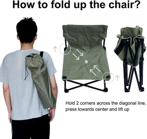 TIYASTUN Low Beach Chairs for Adults,Lightweight Camping Chair, Camp Chair, Folding Chairs for Outside Folding Lawn