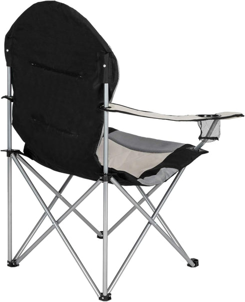 Kcelarec Portable Folding Camping Chair with Arm Rest Cup Holder and Carrying and Storage Bag (Medium-Grey&Black)