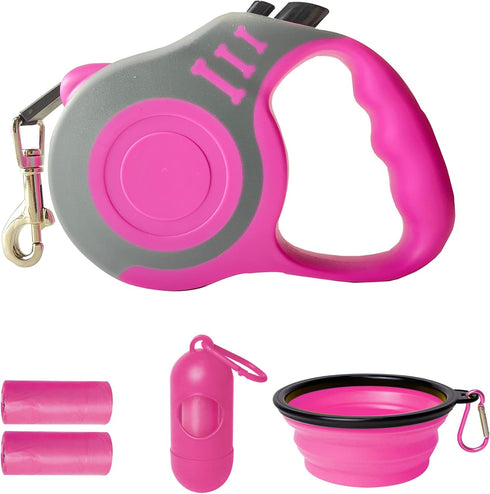 Retractable Dog Leash, Automatic Telescopic Tape, 10/16 FT Durable with Folding Bowl, for Small Medium Dogs