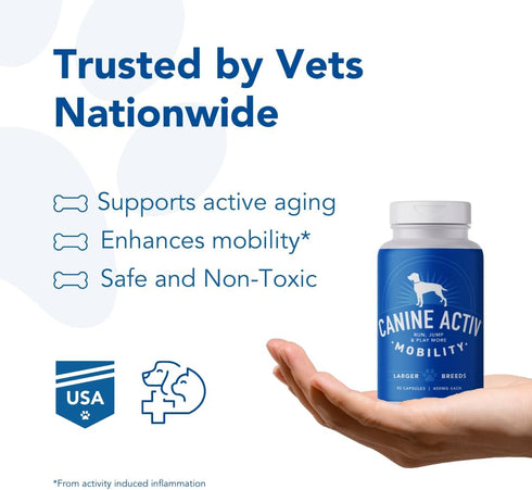 Dog Joint Pain Relief Capsules, 90 Ct - Activity-Induced Joint Supplement for Large Breed Dogs, Fast Pain Relief