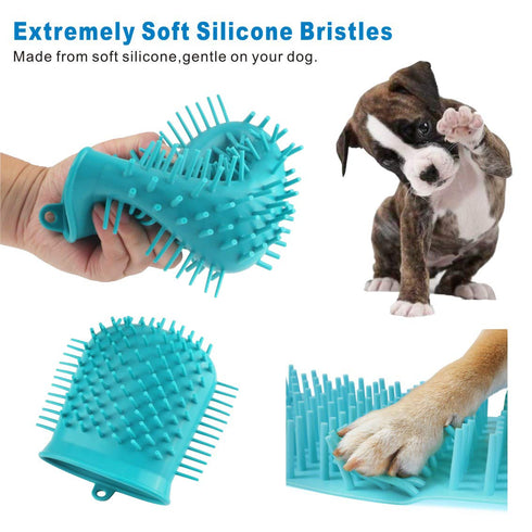 Idepet Dog Paw Cleaner Cup with Towel, Portable Pet Foot Washer Brush for Dogs and Cats, Blue