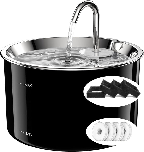 VIVIDORAMA Cat Water Fountain Stainless Steel,3 L/ 101 oz Pet Water Fountain with