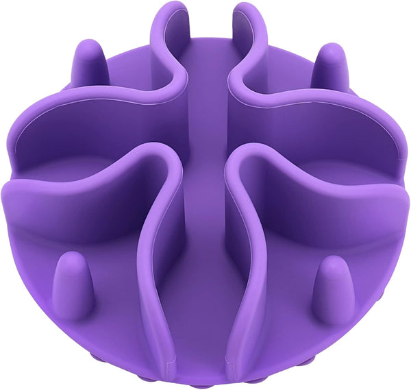 Doweiss Silicone Slow Feeder Dog Bowl Insert, Strong Suction Cups for Slow Eating Bowls, Large, Purple