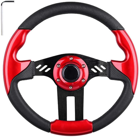 Golf Cart Steering Wheel or Adapter for Club Car DS, Club Car Precedent, EZGO, Yamaha (Red Steering Wheel)