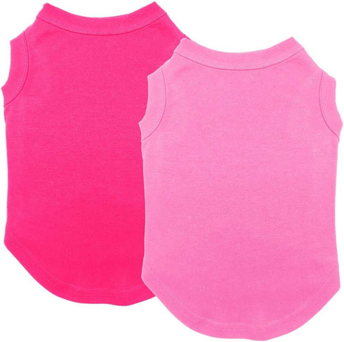 Chol&Vivi Dog Clothes, 2pcs Soft Cotton T-Shirts for Small, Medium, Large Dogs (Pink and Rose Red, M)