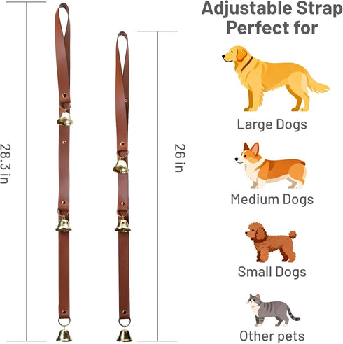 BOUYOTA Dog Door Bells for Potty Training, Big Brass Puppy Housebreaking Bell with Leather Strap, Train Your Dog
