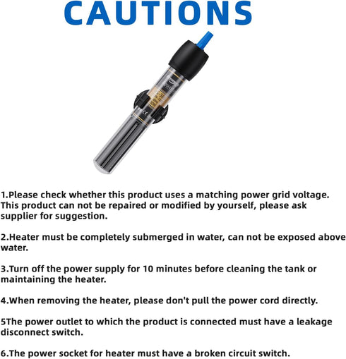 FREESEA 50 Watt Submersible Betta Heater with Aquarium Thermometer