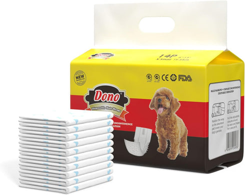 Indicator-56PCS, Dono Disposable Male Dog Diapers with Wetness Super Absorbent Male Wraps Belly Bands for Male Dogs