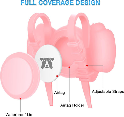 Airtag Dog Collar Holder - Silicone IPX8 Waterproof Cat Collar - Secure and Stylish Adjustable Strap Fits All Widths