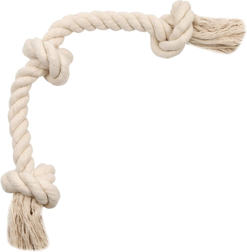 Barida Natural White Cotton Tough Rope Dog Toy, Non-Toxic Interactive Chew Toy for Medium Large Dogs