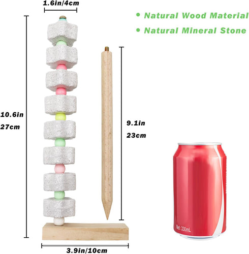 MinrzPet 2 Pack Chicken Toys - Chicken Coop Accessories with Calcium Stone & Wood Stake - Enrichment Toys for Hens