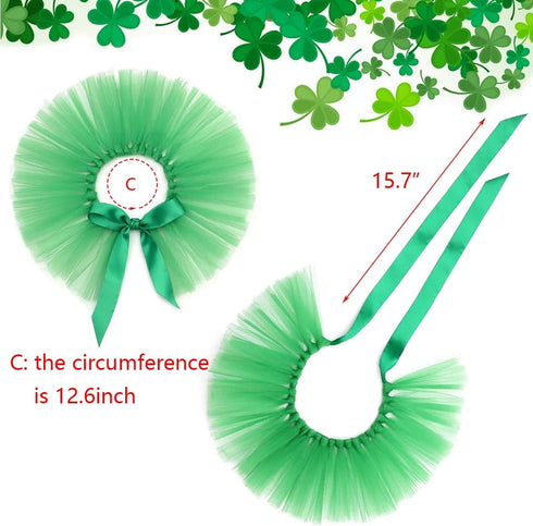 Vehomy Pet Dog Saint Patrick's Day Costume, Green Dog Top Hat, Shamrock Bandana, and Tutu Skirt for Girls