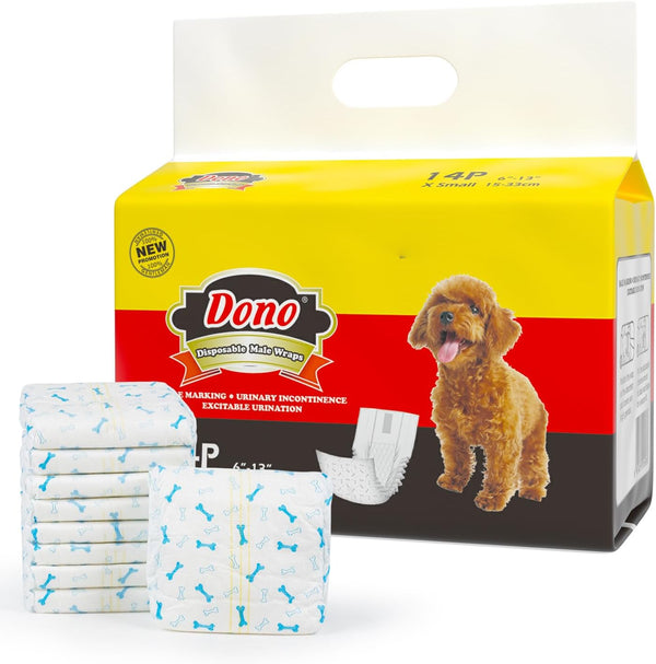 Dono Disposable Male Dog Diapers with Wetness Indicator, Super Absorbent Male Wraps