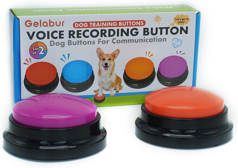 Gelabur Set of 2 Dog Buttons for Communication, Voice Recordable Buttons for