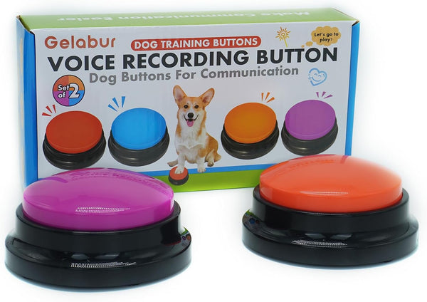 Gelabur Set of 2 Dog Buttons for Communication, Voice Recordable Buttons for