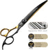 Fenice Peak 8'' Black Dog Grooming Scissors - Golden Curved Scissors with Ergonomic Offset Handle, 440C Durable and