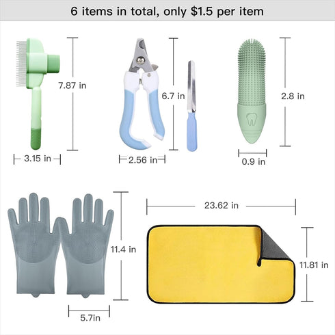 FleExplore Cat Grooming Kit & Puppy Grooming Kit, Including Cat Washing Kit,Nail Clippers For Cats,Special Silicone