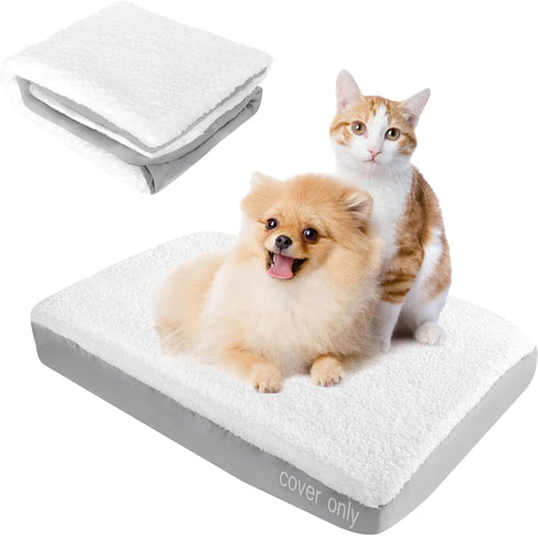 Dog Bed Covers Replacement Washable (Cover Only), Waterproof Plush Dog Mattress Cover, Easy to Remove, Soft Puppy Pet
