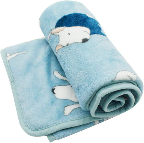 Fluffy Flannel Fleece Pet Dog Bed Throw Blanket Cover for Couch - 29.5 x 39.5 Inches - Cute Animals Design (Light Blue,