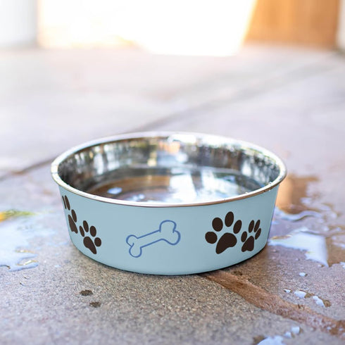 Loving Pets Bella Dog Bowls, Stainless Steel, Spill Proof Dog Food Bowl, Cat Bowl, Medium 20-25 lbs, Murano Blue