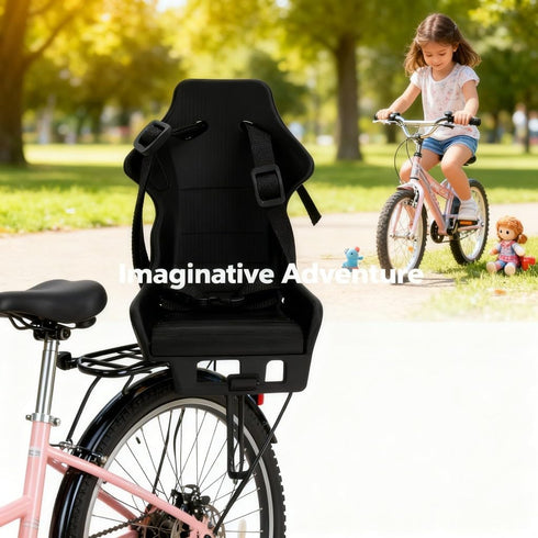 Bike Baby Doll Carrier, Foldable Doll Bike Seat, Adjustable Strap Length, Plastic, Black - Lightweight Durable Design
