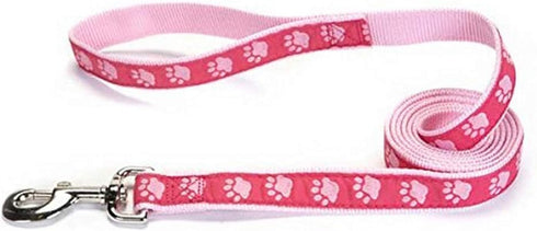 Guardian Gear Nylon Two-Tone Pawprint Dog Leash, 4-Feet x 5/8-Inch Lead, Pink